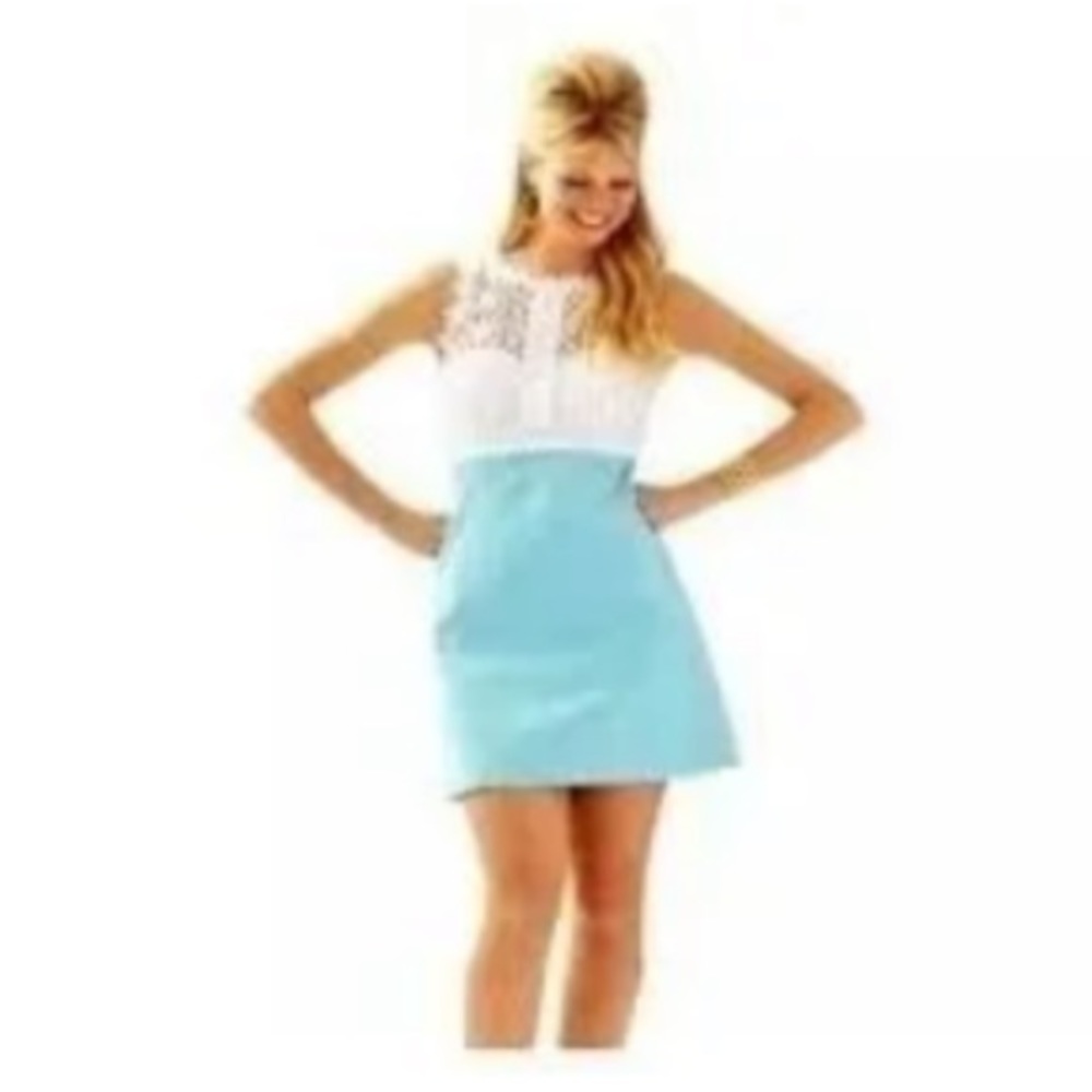 Lilly Pulitzer Tiffany Blue Breakers 20795 Breakers Shift Dress 6
